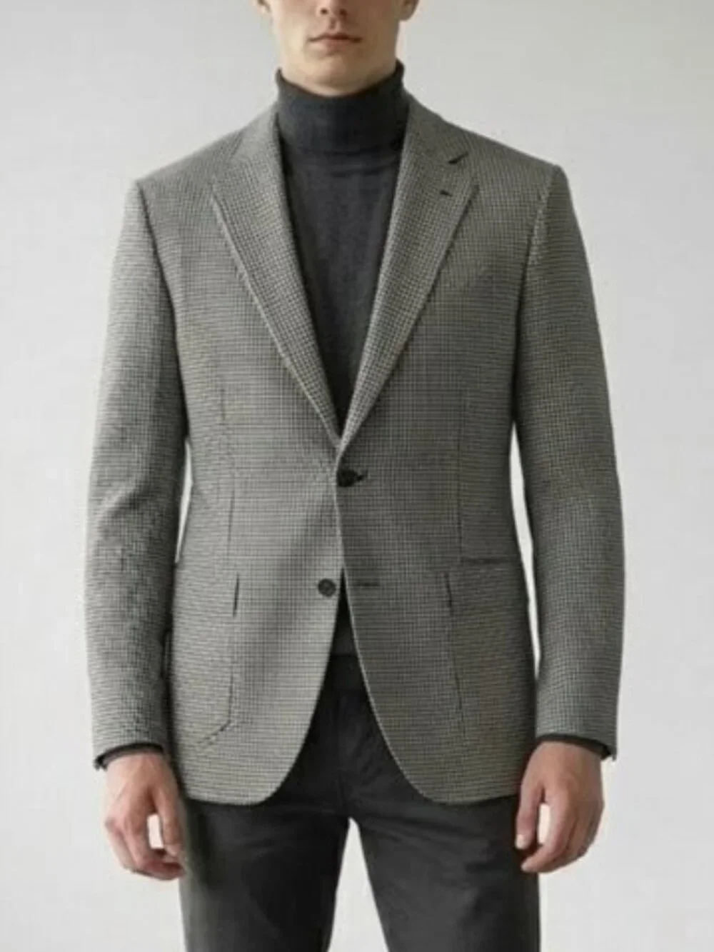 Ralph Lauren Silk Wool Men's 48 Long Houndstooth Blazer Jacket Sports Coat 48L
